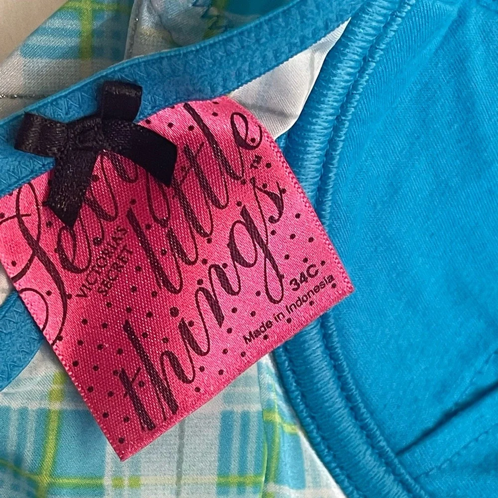 34C VS Victoria’s Secret Sexy Little Things poolside green/blue plaid lingerie - Picture 9 of 12
